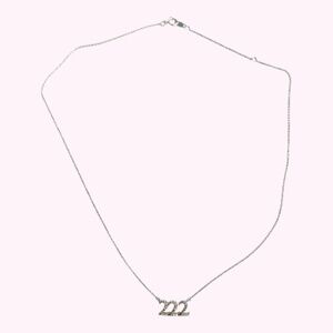 Diamond Accent Lucky Number "222" Necklace in Sterling Silver